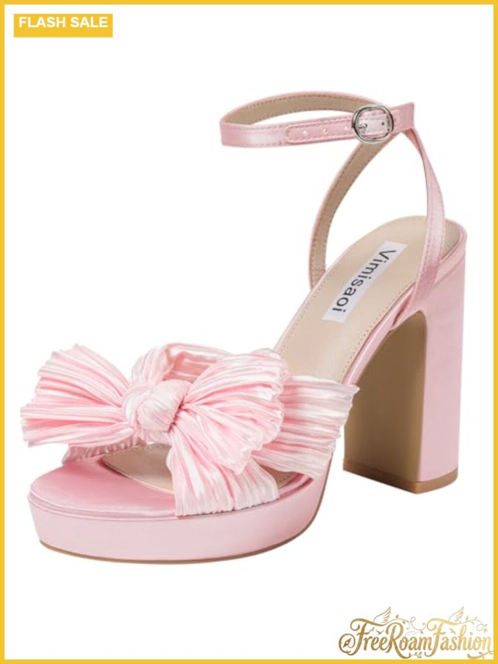 Women's Bow Knot Platform Heeled Sandals Open Toe Ankle Strap Dress Shoes